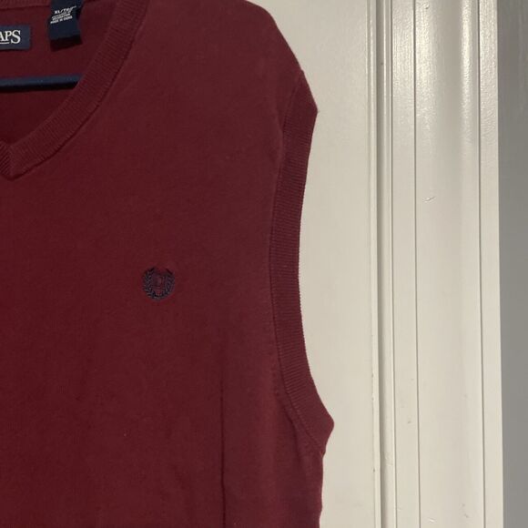 Chaps Mens Sweater XL Sleeveless Pullover Burgundy - Picture 3 of 6